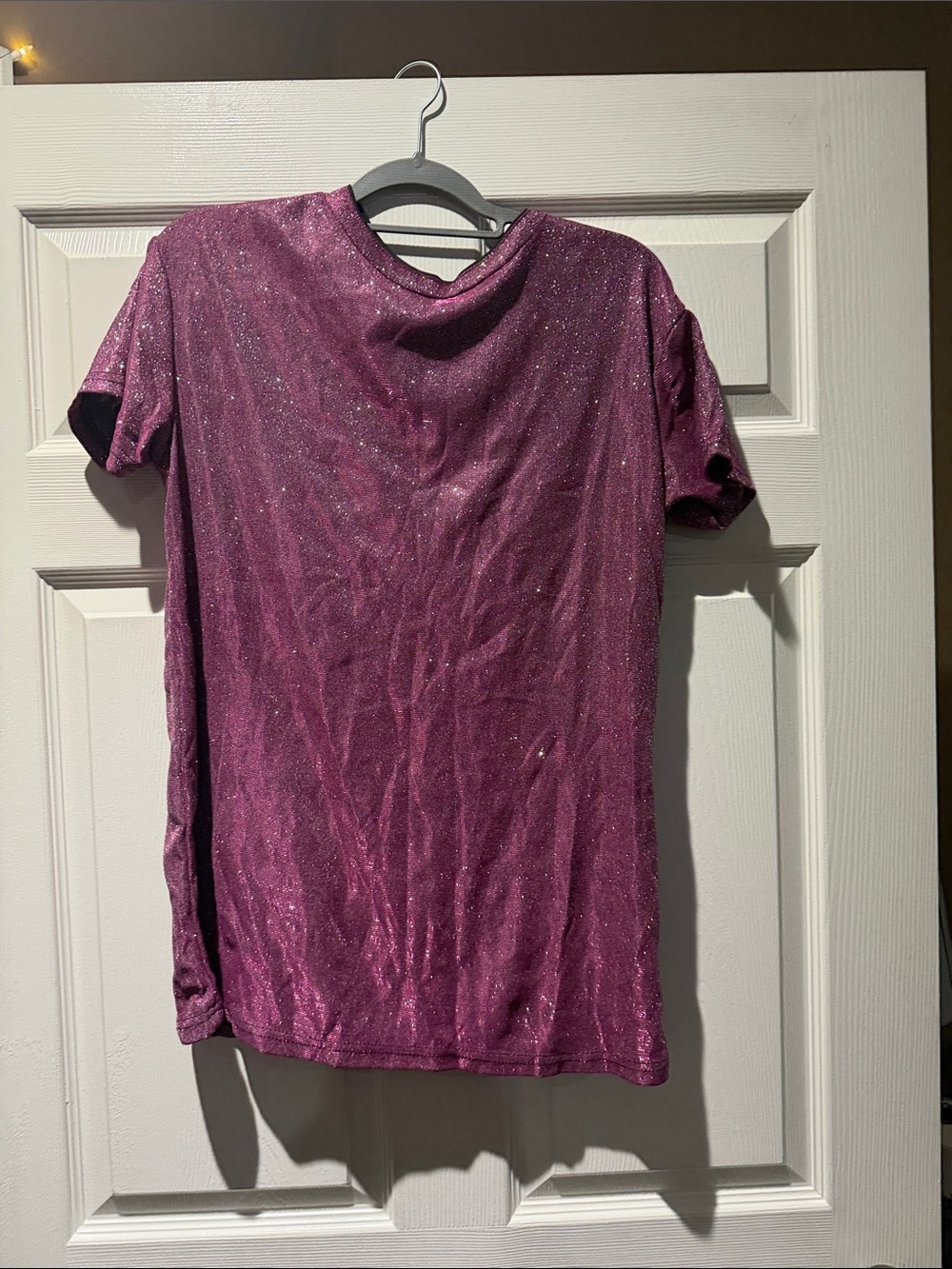 SHEIN Shimmery Magenta Short Sleeve Tee